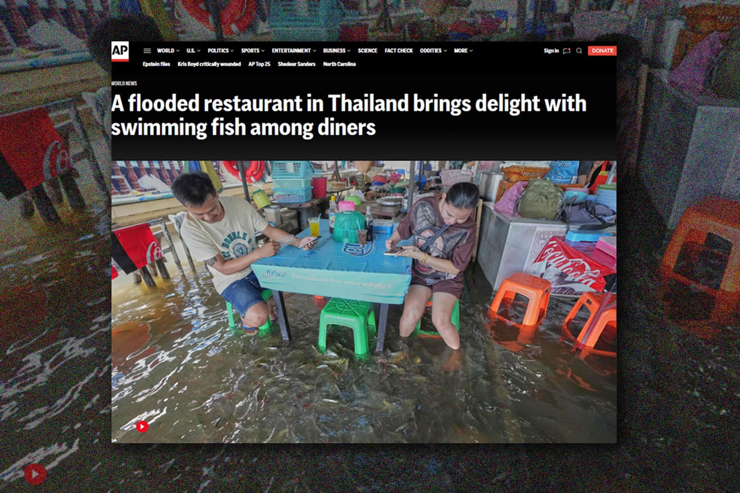 โกอินเตอร์แล้ว! สื่อต่างชาติแชร์คลิปไวรัล ‘ก๋วยเตี๋ยวน้ำท่วม’ ที่นครปฐม