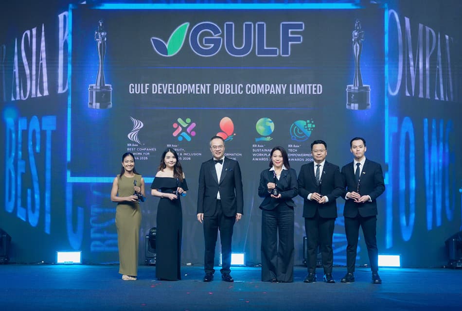 GULF คว้า 6 รางวัลใหญ่ด้าน HR ระดับภูมิภาค ตอกย้ำสุดยอดองค์กรน่าทำงานระดับเอเชียต่อเนื่องปีที่ 3