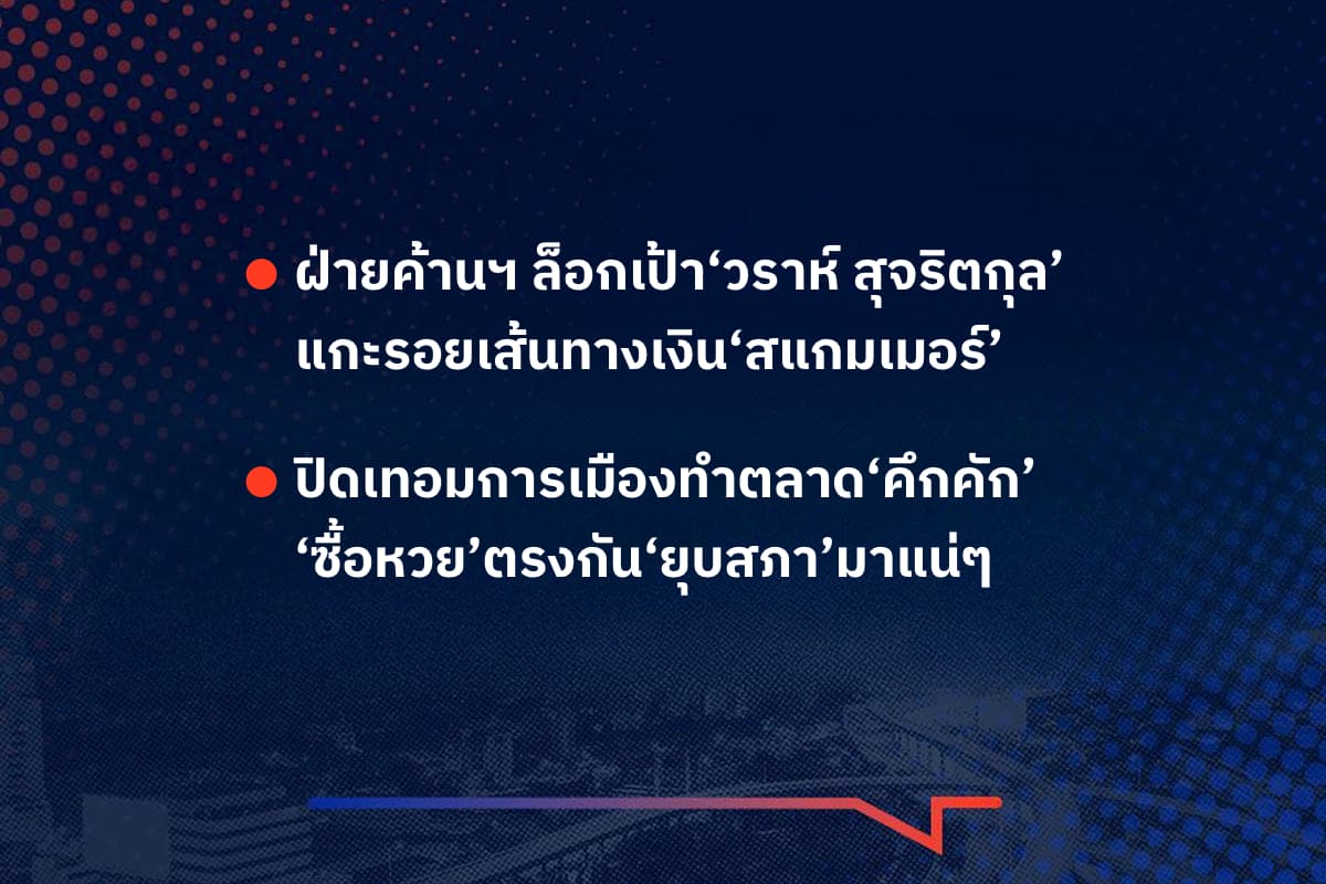 เรื่องมันมีอยู่ว่า    ฝ่ายค้านฯ ล็อกเป้า‘วราห์ สุจริตกุล’แกะรอยเส้นทางเงิน‘สแกมเมอร์’ ,  ปิดเทอมการเมืองทำตลาด‘คึกคัก’ ‘ซื้อหวย’ตรงกัน‘ยุบสภา’มาแน่ๆ