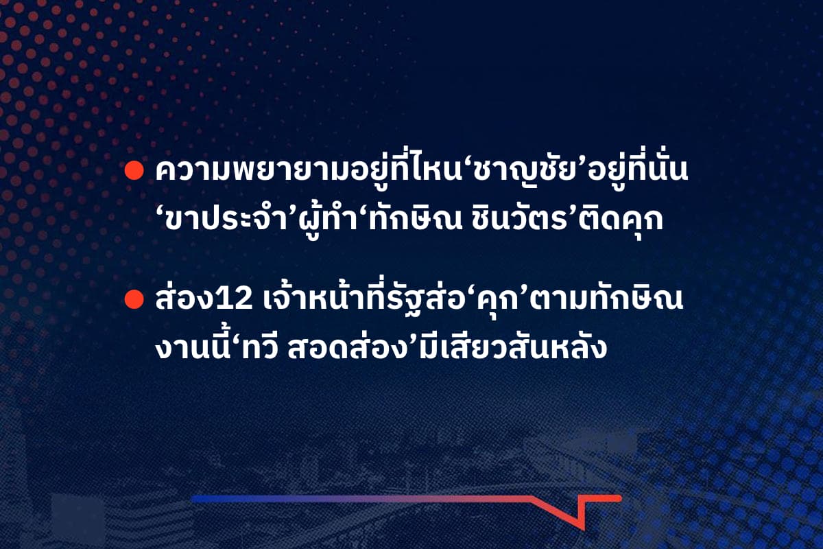 เรืองมันมีอยู่ว่า ความพยายามอยู่ที่ไหน‘ชาญชัย’อยู่ที่นั่น  ส่อง12จนท.รัฐส่อ‘คุก’ตามทักษิณ ‘ทวี สอดส่อง’มีเสียวสันหลัง