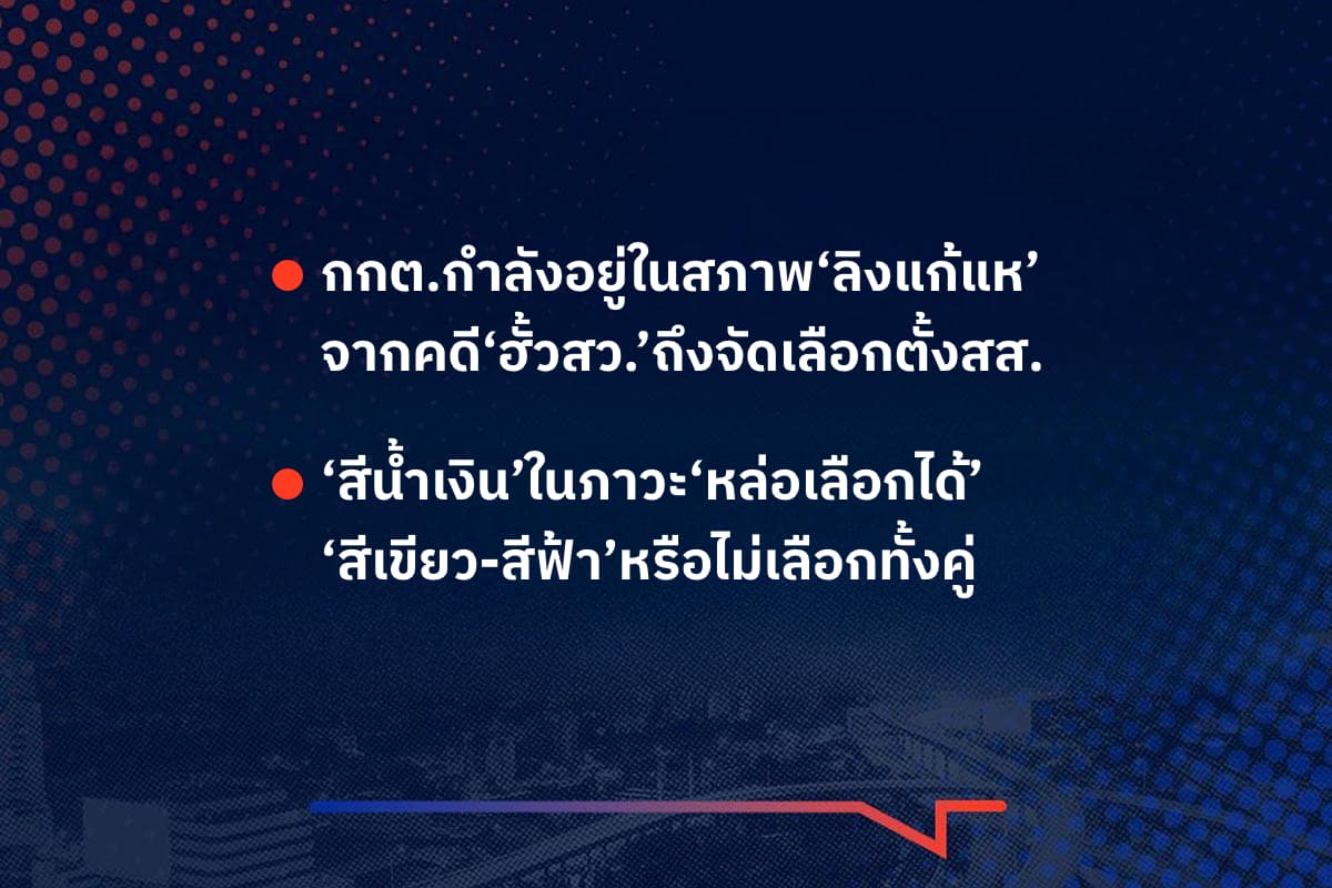 เรื่องมันมีอยู่ว่า  กกต.กำลังอยู่ในสภาพ‘ลิงแก้แห’ จากคดี‘ฮั้วสว.’ถึงจัดเลือกตั้งสส. , ‘สีน้ำเงิน’ในภาวะ‘หล่อเลือกได้’ ‘สีเขียว-สีฟ้า’หรือไม่เลือกทั้งคู่