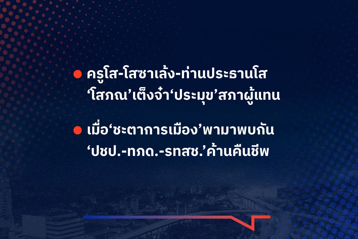 เรื่ิองมันมีอยู่ว่า  ครูโส-โสซาเล้ง-ท่านประธานโส ‘โสภณ’เต็งจ๋า‘ประมุข’สภาผู้แทน เมื่อ‘ชะตาการเมือง’พามาพบกัน ‘ปชป.-ทภด.-รทสช.’ค้านคืนชีพ