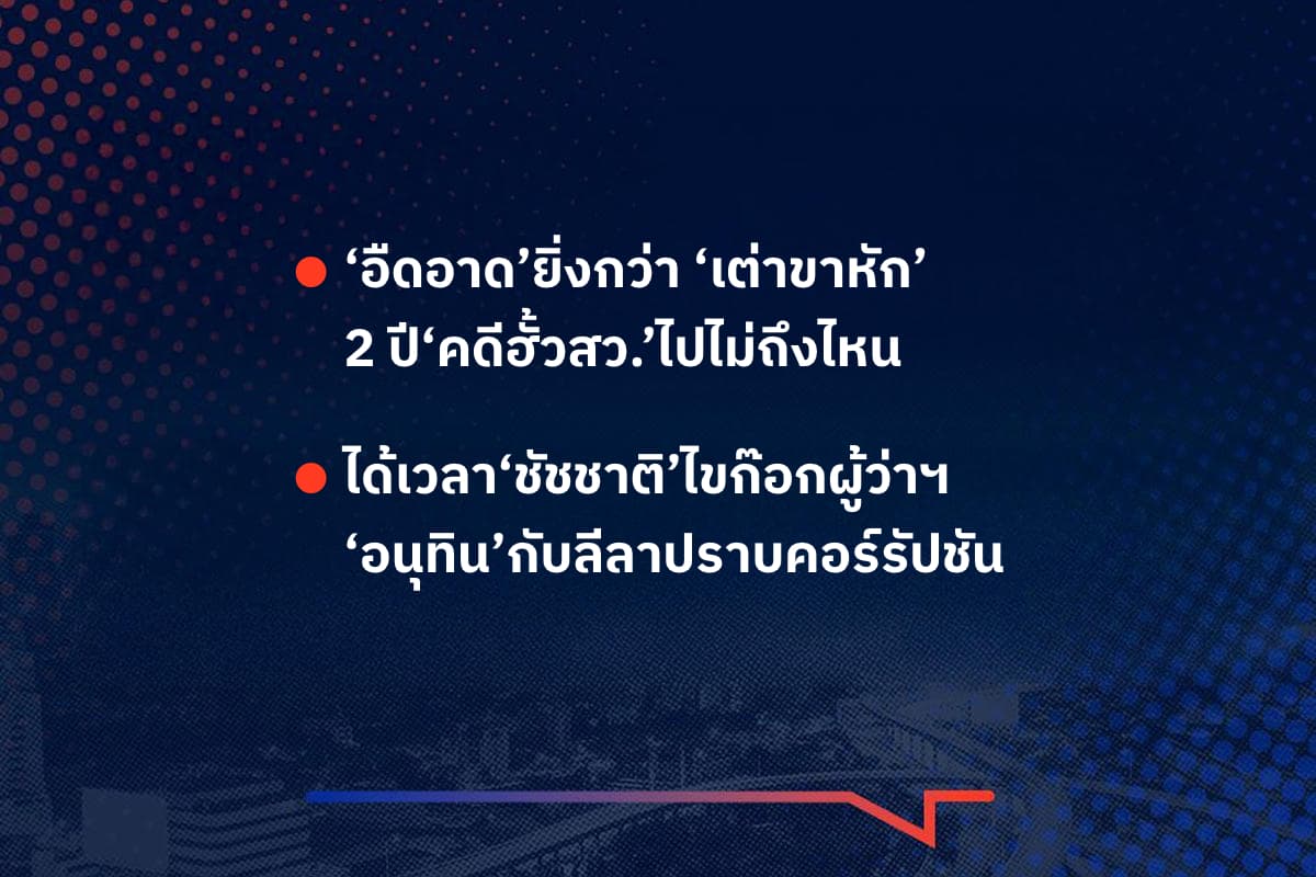 เรื่องมันมีอยู่ว่า ‘อืดอาด’ยิ่งกว่า ‘เต่าขาหัก’  2 ปี‘คดีฮั้วสว.’ไปไม่ถึงไหน ,ได้เวลา‘ชัชชาติ’ไขก๊อกผู้ว่าฯ ‘อนุทิน’กับลีลาปราบคอร์รัปชัน