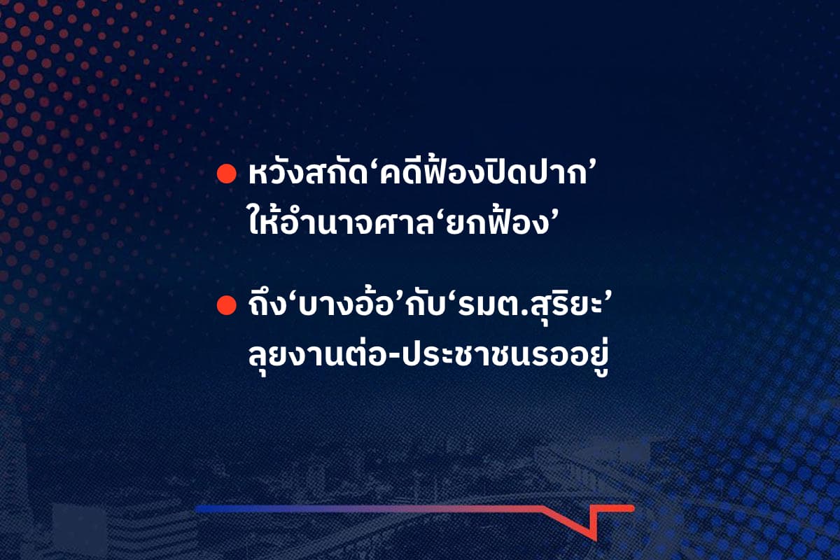เรื่องมันมีอยู่ว่า หวังสกัด‘คดีฟ้องปิดปาก’  ให้อำนาจศาล‘ยกฟ้อง’ , ถึง‘บางอ้อ’กับ‘รมต.สุริยะ’ ลุยงานต่อ-ประชาชนรออยู่