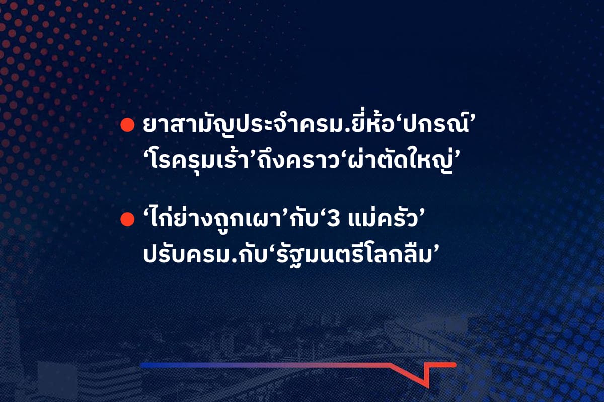เรื่องมันมีอยู่ว่า ยาสามัญประจำครม.ยี่ห้อ‘ปกรณ์’ ‘โรครุมเร้า’ถึงคราว‘ผ่าตัดใหญ่’ , ‘ไก่ย่างถูกเผา’กับ‘3 แม่ครัว’ ปรับครม.กับ‘รัฐมนตรีโลกลืม’