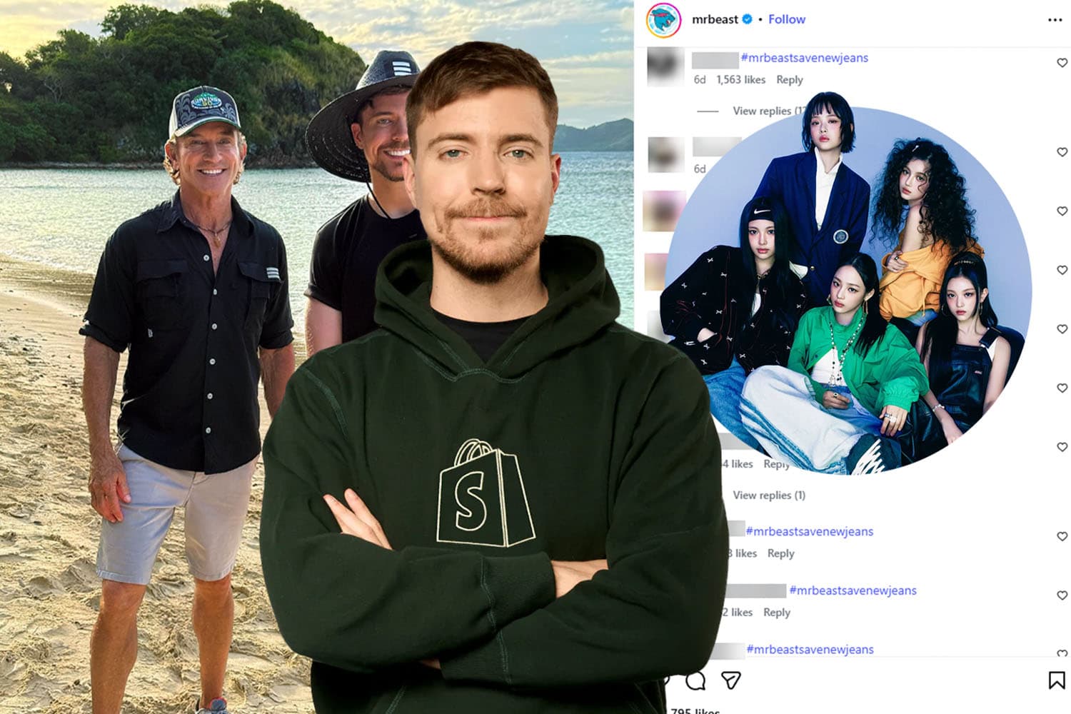 แฟนคลับ NewJeans บุก IG ของ MrBeast ติดแฮชแท็ก #mrbeastsavenewjeans ขอร้องให้ซื้อค่าย HYBE