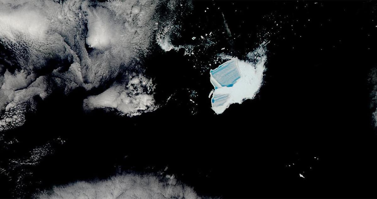 ภาพถ่ายดาวเทียมข้อมูลจากการติดตาม A23a จาก NASA วันที่ 11 มกราคม 2025