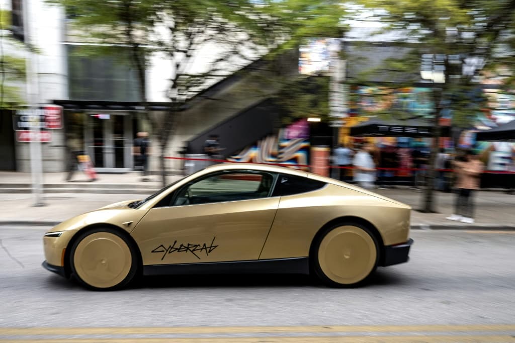 Tesla's Cybercab in downtown Austin, Texas