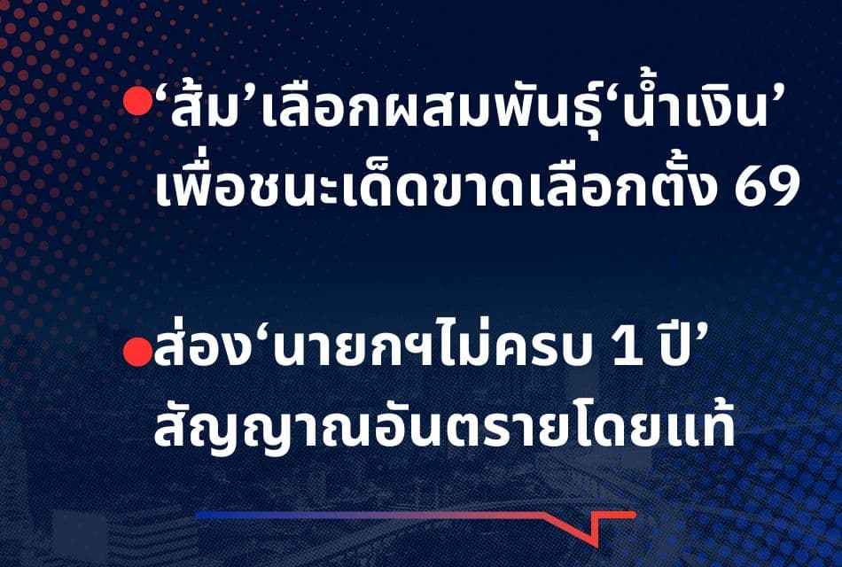 เรื่องมันมีอยู่ว่า ‘ส้ม’เลือกผสมพันธุ์‘น้ำเงิน’ เพื่อชนะเด็ดขาดเลือกตั้ง 69 ส่อง‘นายกฯไม่ครบ 1 ปี’ สัญญาณอันตรายโดยแท้