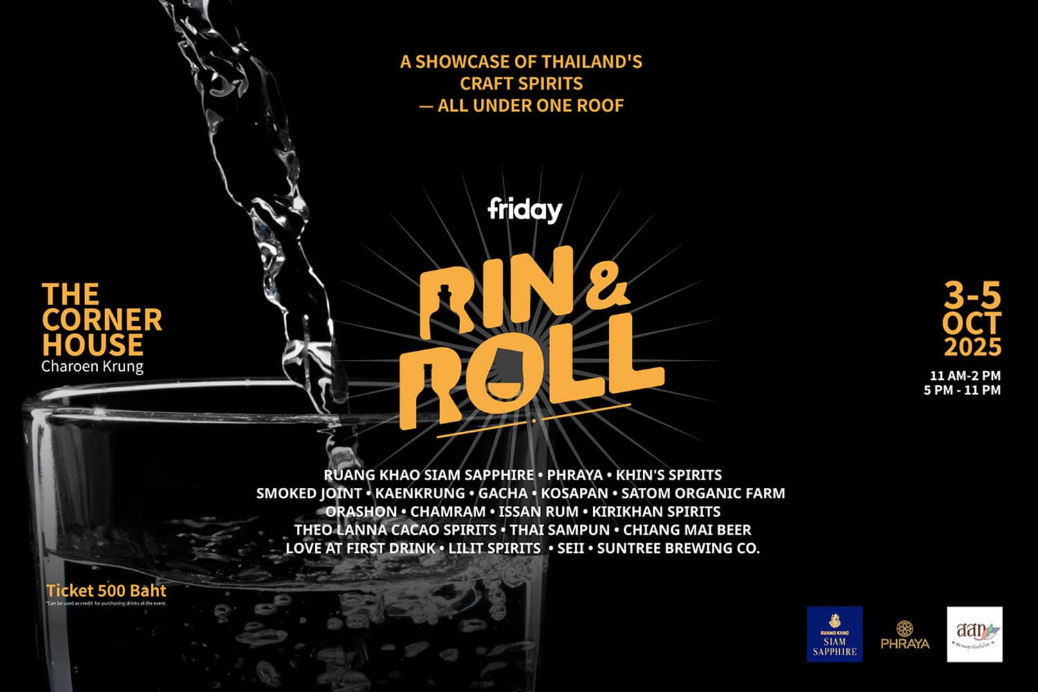 ‘Rin & Roll’ งานรวมภูมิปัญญาสุราท้องถิ่นทั่วไทยที่ The Corner House เจริญกรุง