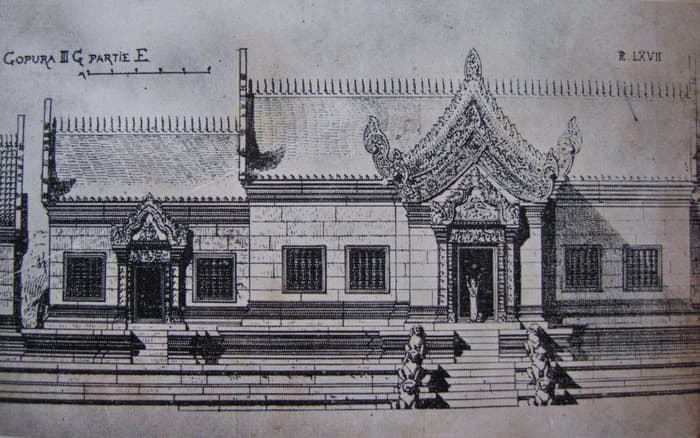 ภาพวาดโคปุระที่ 3 โดย ปามังติเอร์ นักโบราณคดีชาวฝรั่งเศส