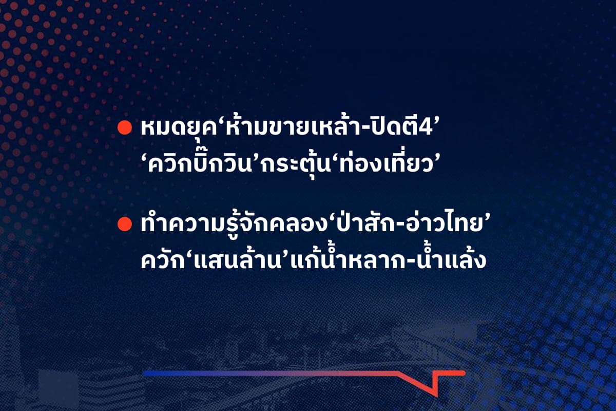 เรื่องมันมีอยู่ว่า หมดยุค‘ห้ามขายเหล้า-ปิดตี4’ ‘ควิกบิ๊กวิน’กระตุ้น‘ท่องเที่ยว’ , ทำความรู้จักคลอง‘ป่าสัก-อ่าวไทย’ ควัก‘แสนล้าน’แก้น้ำหลาก-น้ำแล้ง