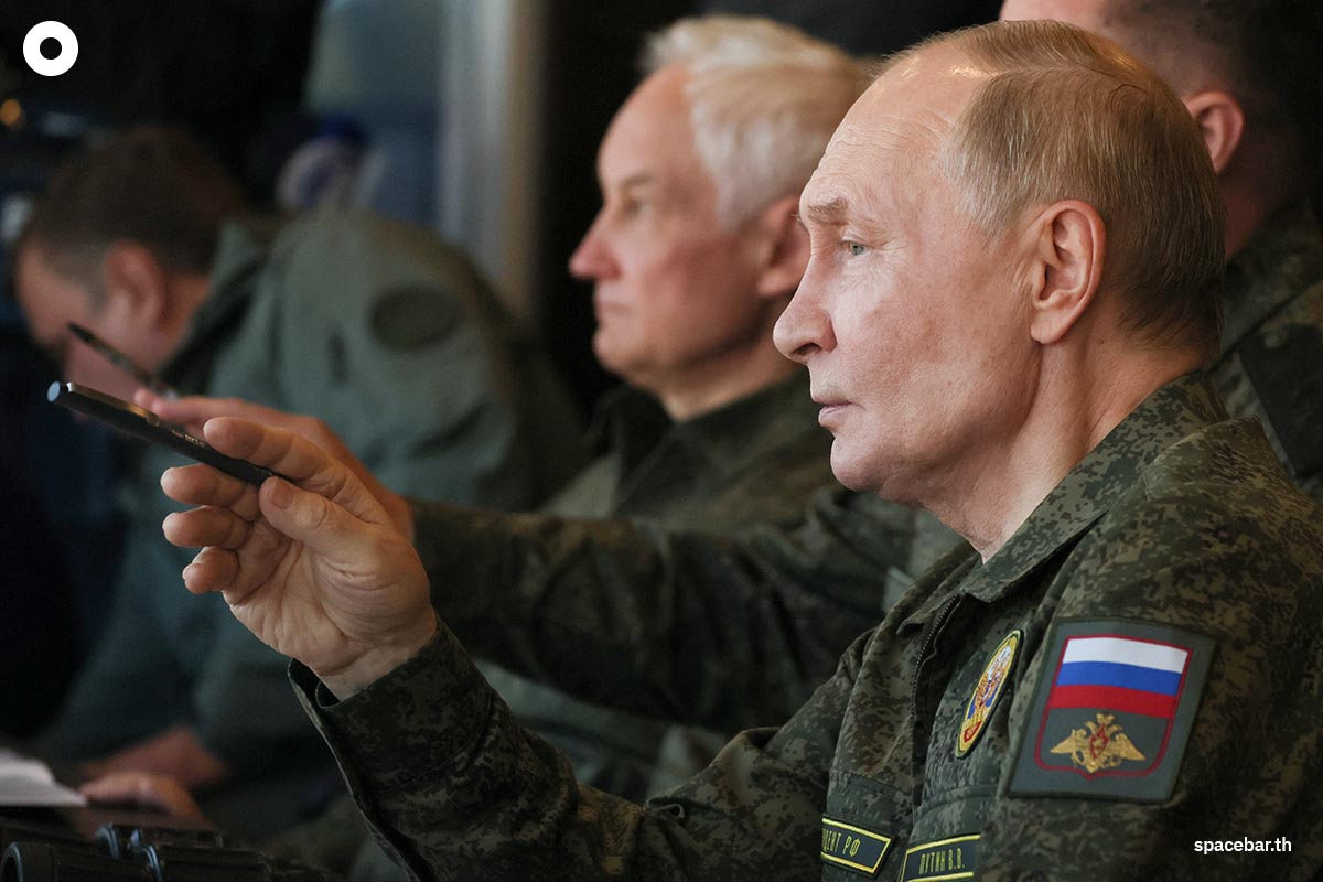 PhotoStory-ปูตินควบคุมการซ้อมรบร่วมรัสเซีย-เบลารุสด้วยตนเอง Photo by Mikhail METZEL / POOL / AFP